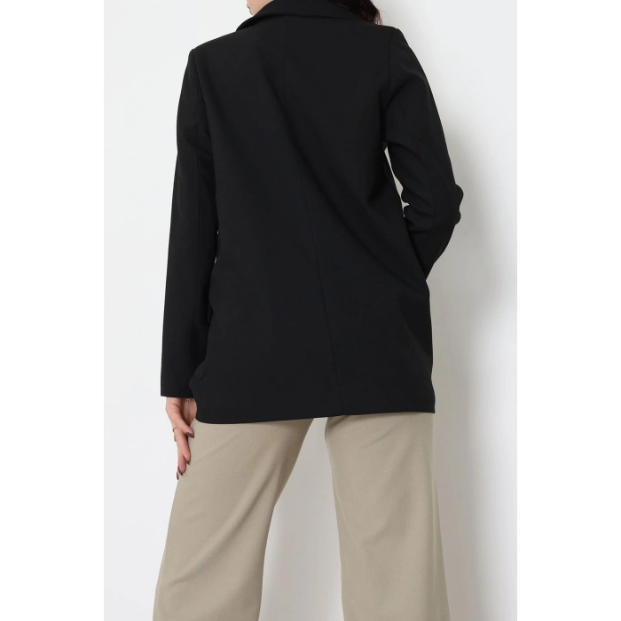 Astarlı Poliviskon Blazer Ceket Siyah - 31823.1397.