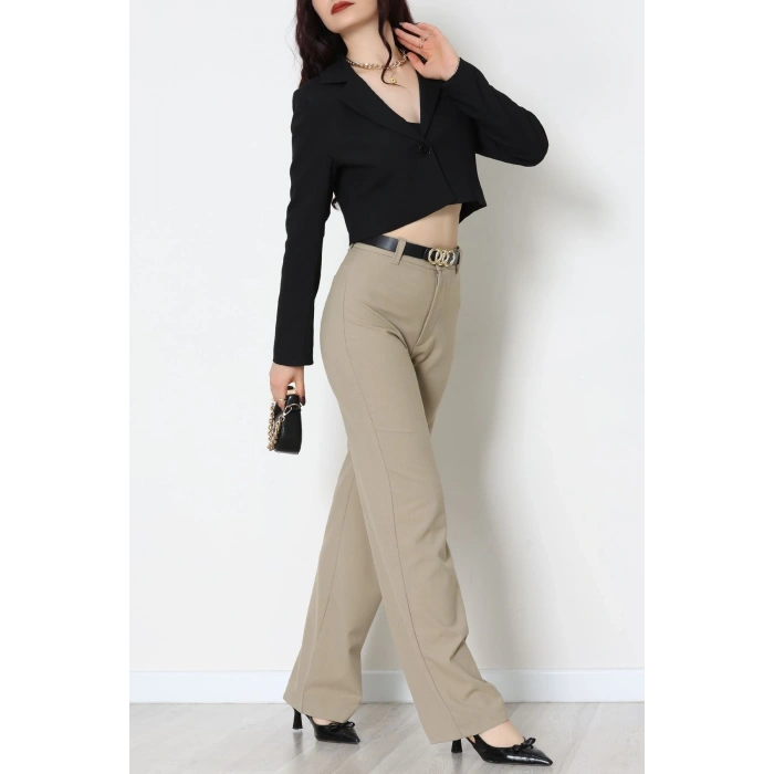 Astarlı Poliviskon Kısa Blazer Ceket Siyah - 31824.1397.