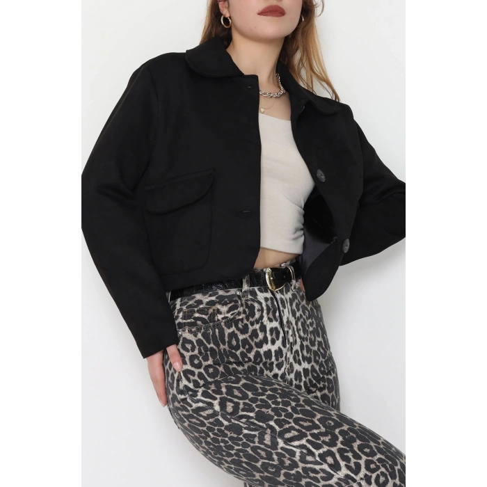 Astarlı Süet Ceket Siyah - 5050.1839.