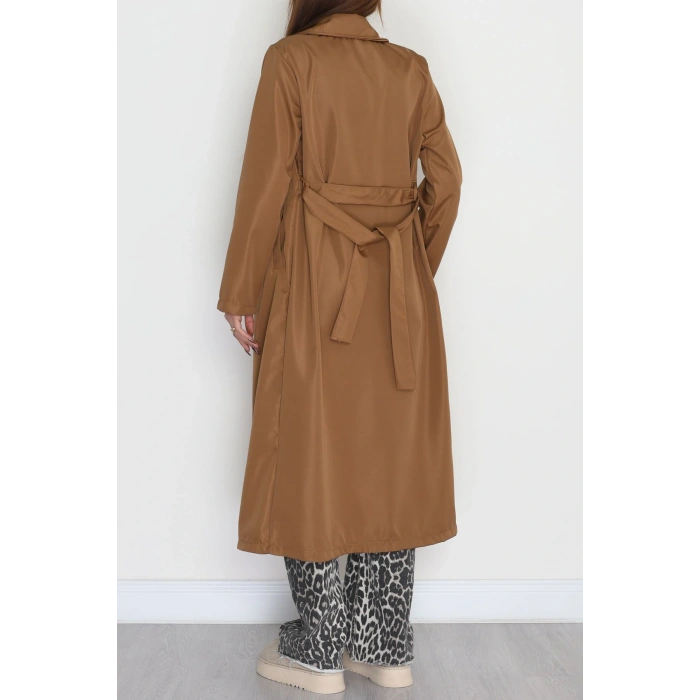 Astarsız Kuşaklı Uzun Trençkot Taba - 31477.147.