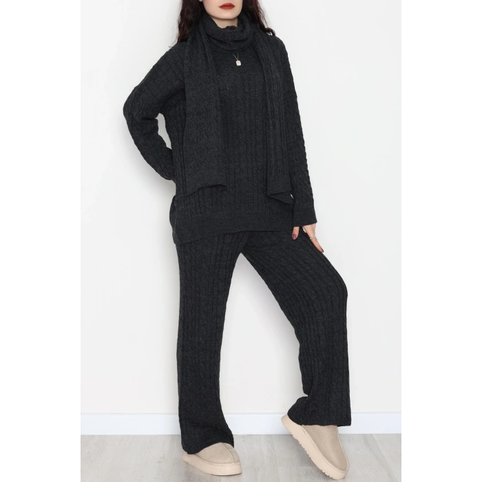 Atkılı 3Lü Triko Takım Antrasit - 2288.1247.