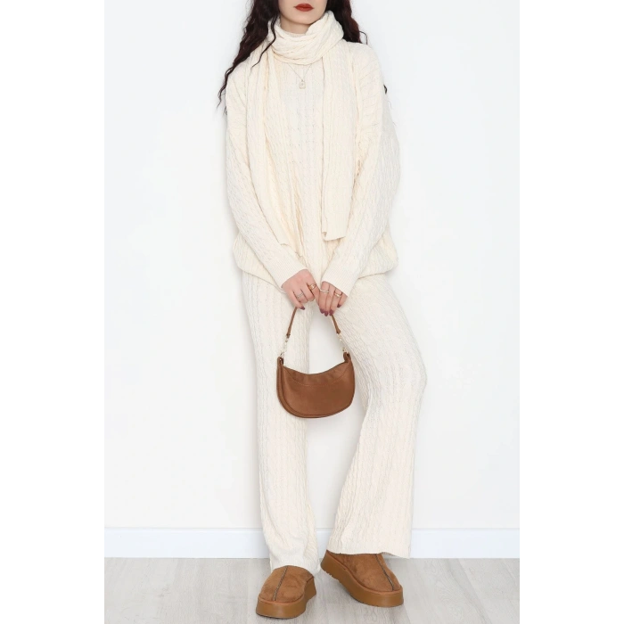 Atkılı 3Lü Triko Takım Bej - 2288.1247.