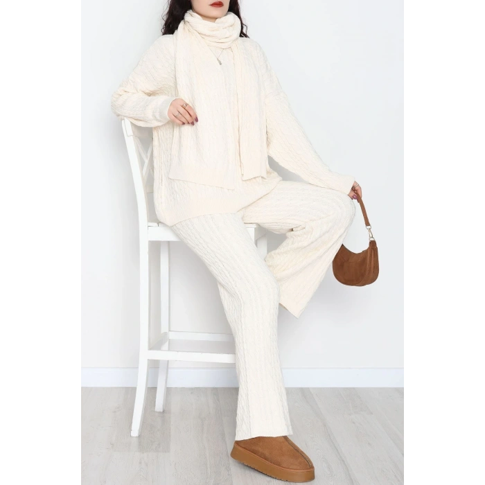 Atkılı 3Lü Triko Takım Bej - 2288.1247.