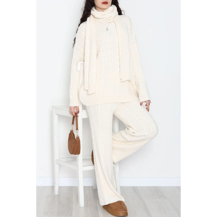 Atkılı 3Lü Triko Takım Bej - 2288.1247.