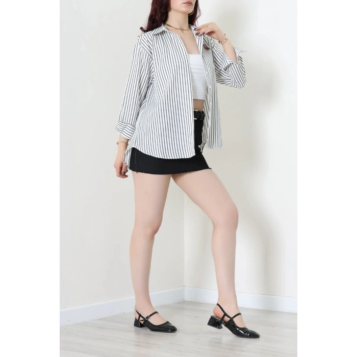 Ayıcık Detaylı Tunik Gömlek Beyaz - 8098.1437.