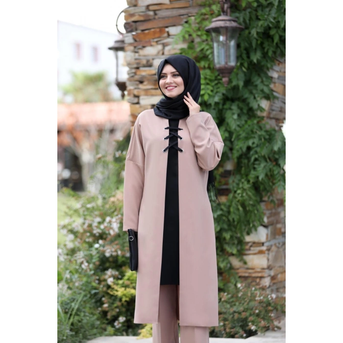 Bağcık Detay İkili Takım mdc 5561 Pudra