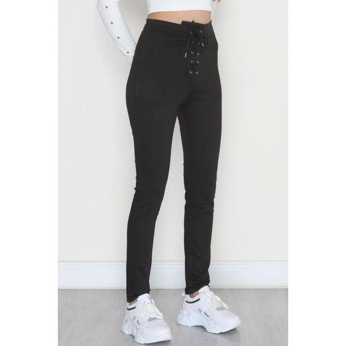 Bağcıklı Kot Pantolon Siyah - 31599.2112.
