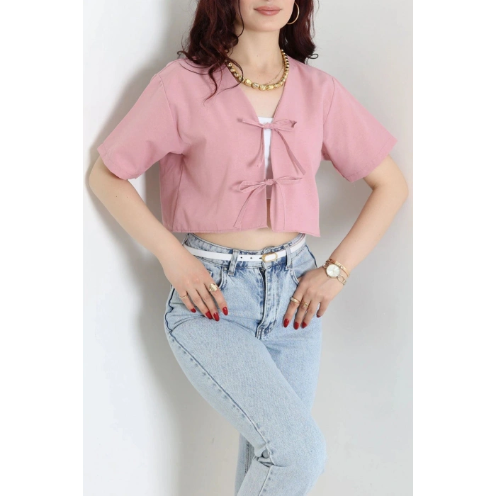 Bağlamalı Ceket Bluz Pembe - 30922.1949.