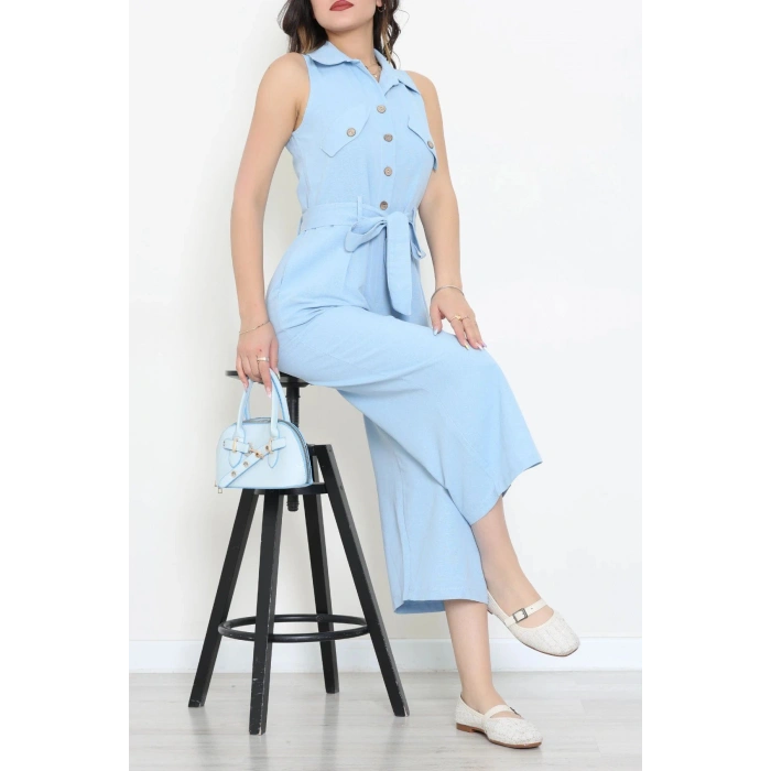 Bağlamalı Keten Tulum Bebemavi - 7946.1437.