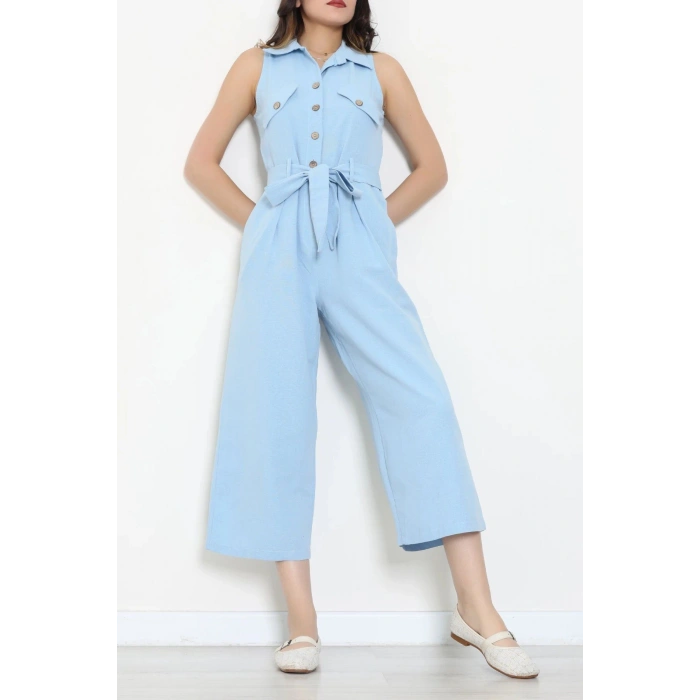 Bağlamalı Keten Tulum Bebemavi - 7946.1437.