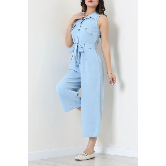 Bağlamalı Keten Tulum Bebemavi - 7946.1437.