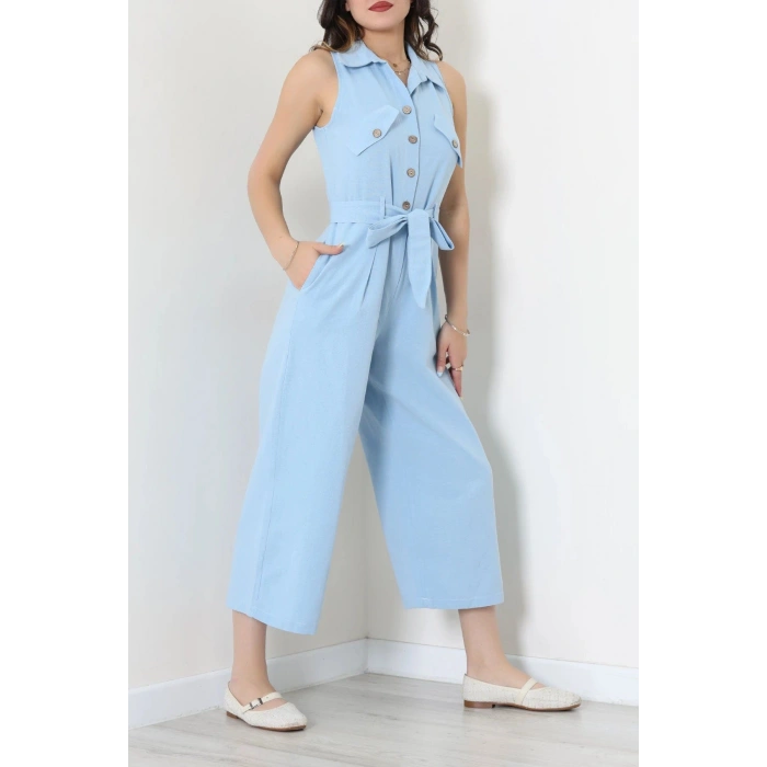 Bağlamalı Keten Tulum Bebemavi - 7946.1437.