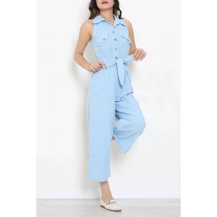 Bağlamalı Keten Tulum Bebemavi - 7946.1437.