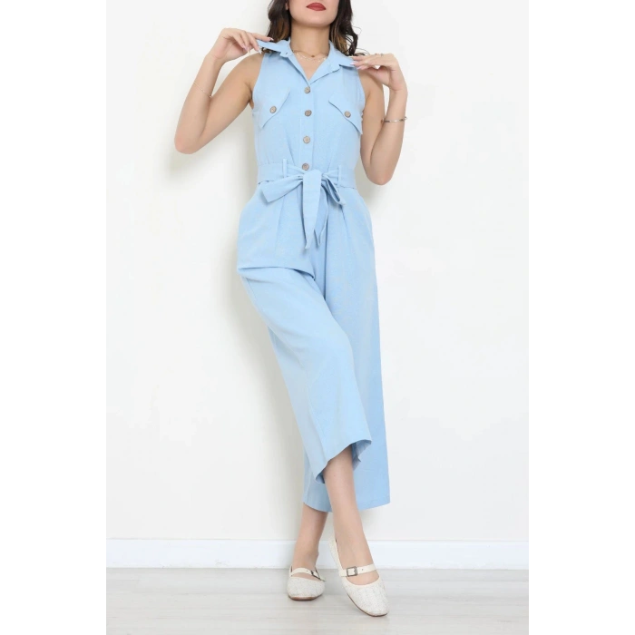 Bağlamalı Keten Tulum Bebemavi - 7946.1437.