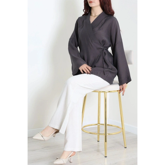 Bağlamalı Kimono Antrasit - 8091.1437.