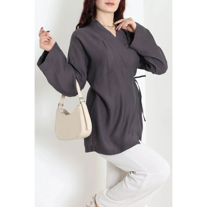 Bağlamalı Kimono Antrasit - 8091.1437.