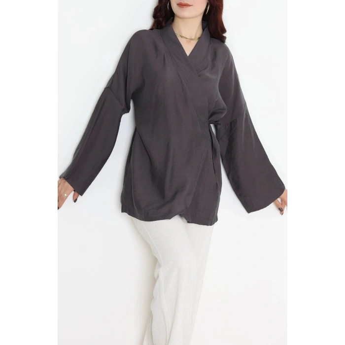 Bağlamalı Kimono Antrasit - 8091.1437.