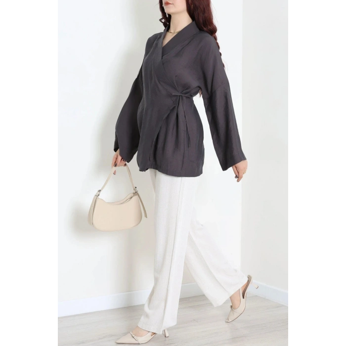 Bağlamalı Kimono Antrasit - 8091.1437.