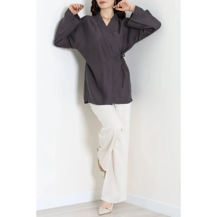 Bağlamalı Kimono Antrasit - 8091.1437.