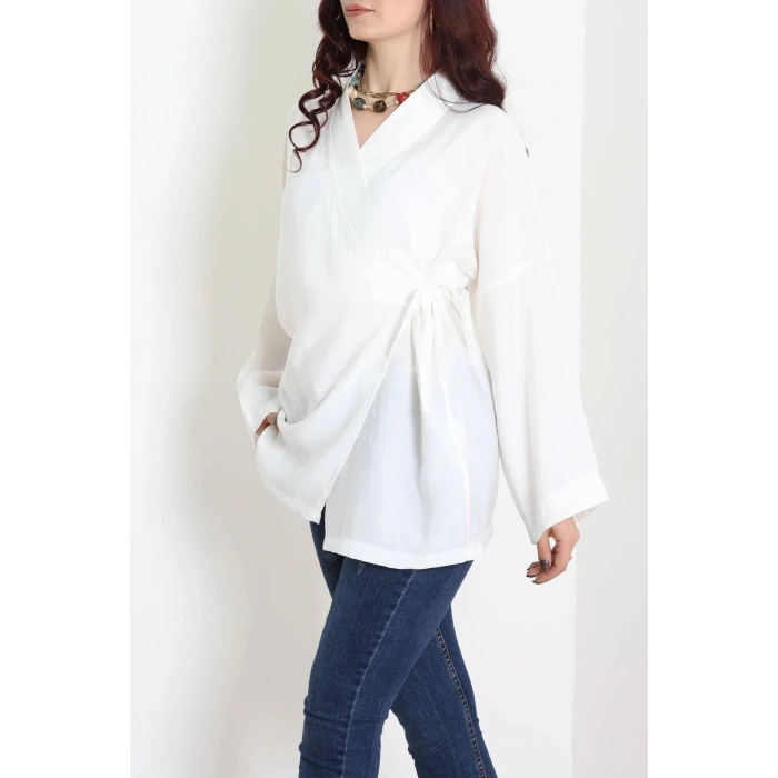 Bağlamalı Kimono Beyaz - 8091.1437.
