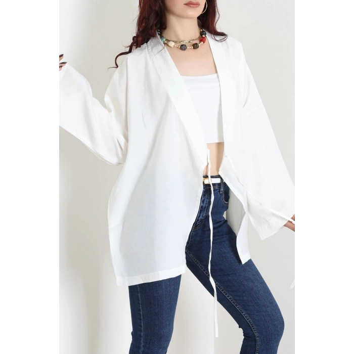 Bağlamalı Kimono Beyaz - 8091.1437.