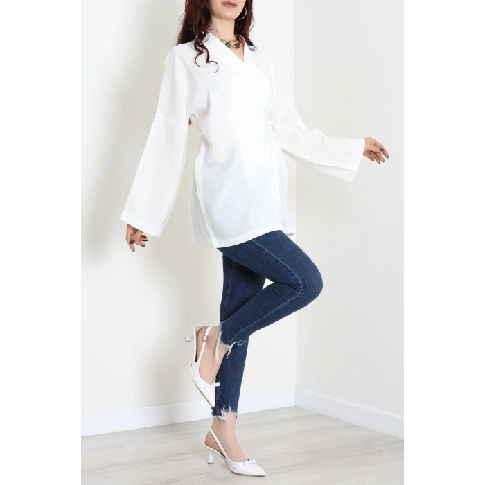 Bağlamalı Kimono Beyaz - 8091.1437.