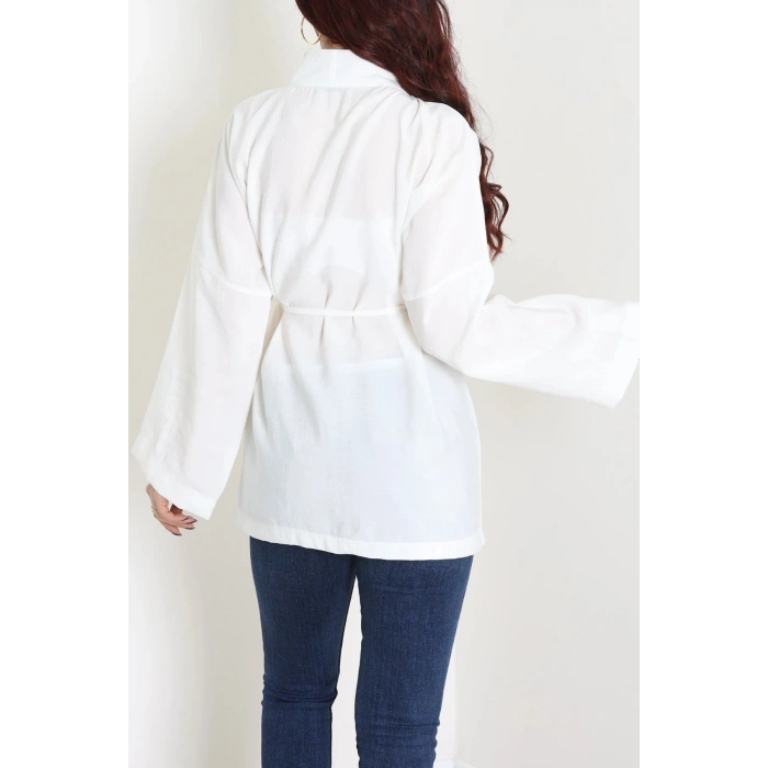 Bağlamalı Kimono Beyaz - 8091.1437.