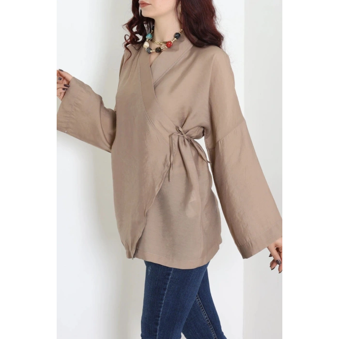 Bağlamalı Kimono Kahve - 8091.1437.