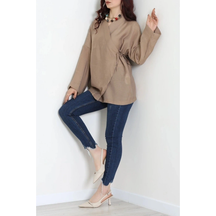 Bağlamalı Kimono Kahve - 8091.1437.