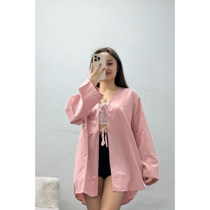 Bağlamalı Terikoton Gömlek Gülkurusu - 32429.1949.