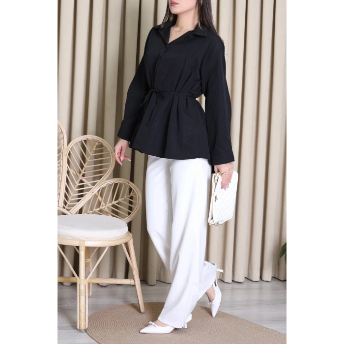 Bağlamalı Tunik Gömlek Siyah - 71159.1934.