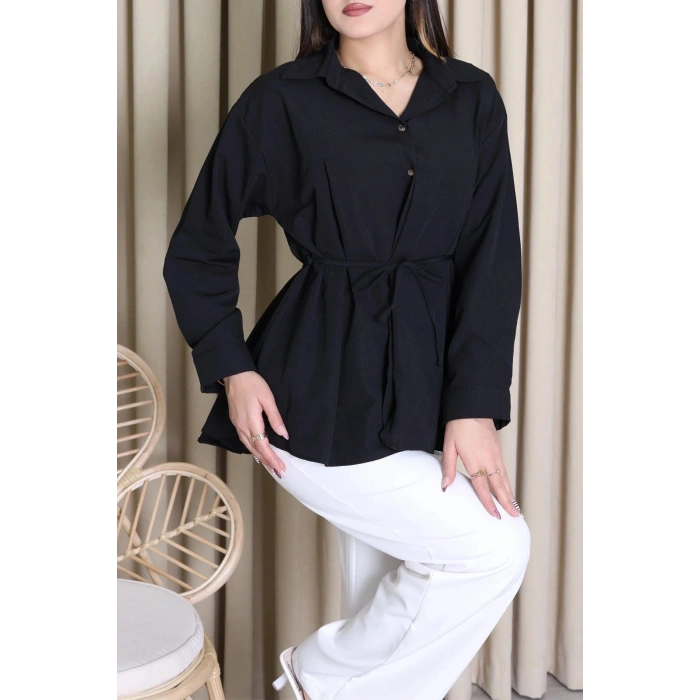 Bağlamalı Tunik Gömlek Siyah - 71159.1934.