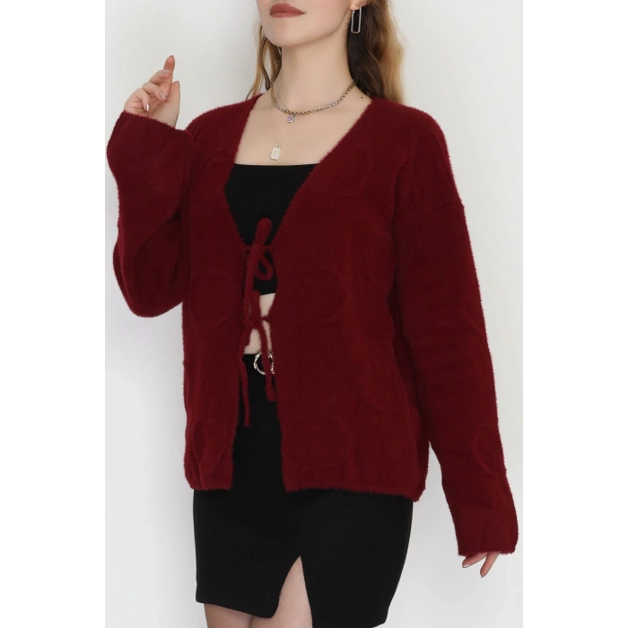 Bağlamalı Yumoş Hırka Bordo - 4045.1247.