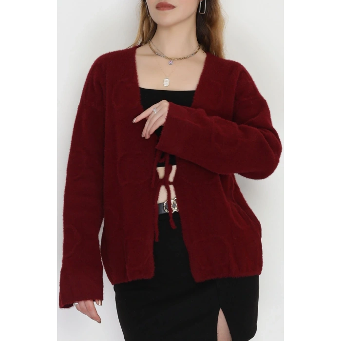 Bağlamalı Yumoş Hırka Bordo - 4045.1247.