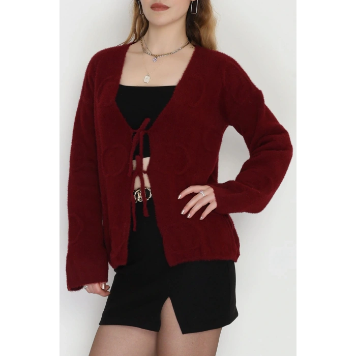 Bağlamalı Yumoş Hırka Bordo - 4045.1247.