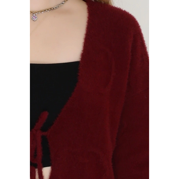 Bağlamalı Yumoş Hırka Bordo - 4045.1247.