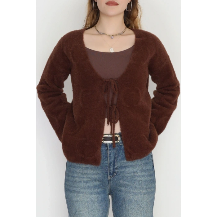 Bağlamalı Yumoş Hırka Kahve - 4045.1247.