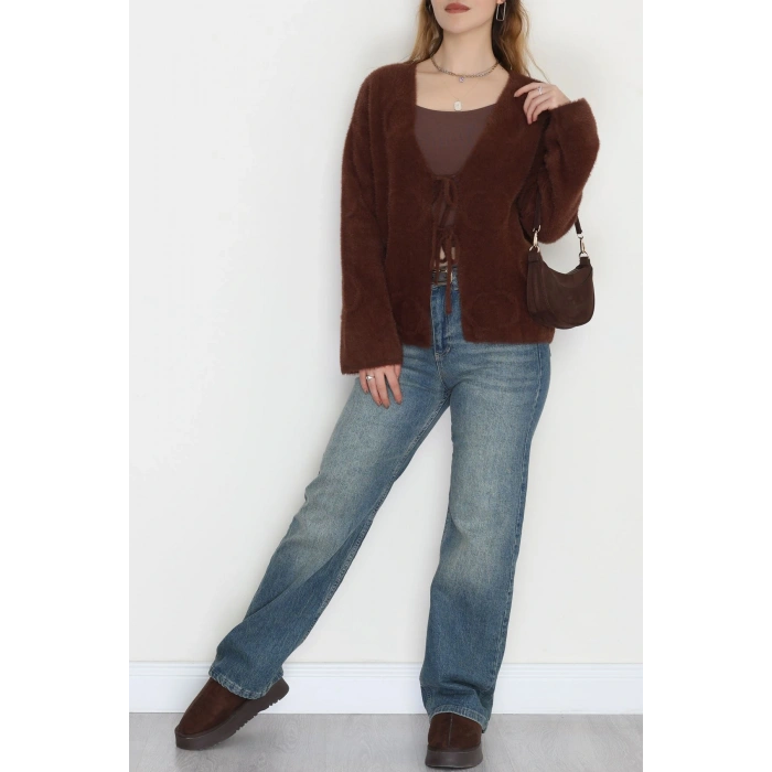 Bağlamalı Yumoş Hırka Kahve - 4045.1247.