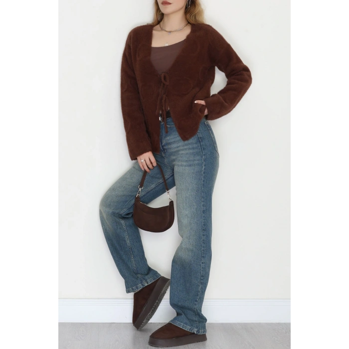 Bağlamalı Yumoş Hırka Kahve - 4045.1247.