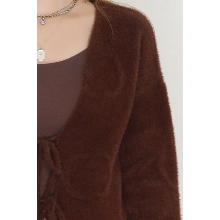 Bağlamalı Yumoş Hırka Kahve - 4045.1247.