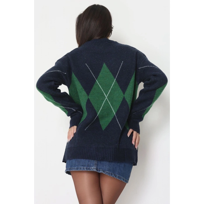 Baklava Dilimli Triko Kazak Laciyeşil - 51262.1918.