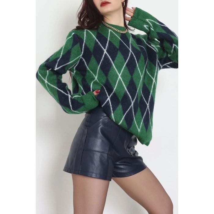 Baklava Dilimli Triko Kazak Yeşillaci - 51261.1918.