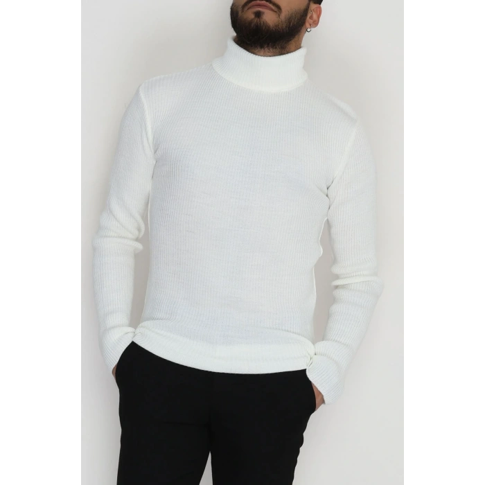 Balıkçı Yaka Erkek Triko Ekru - 70781.1766.