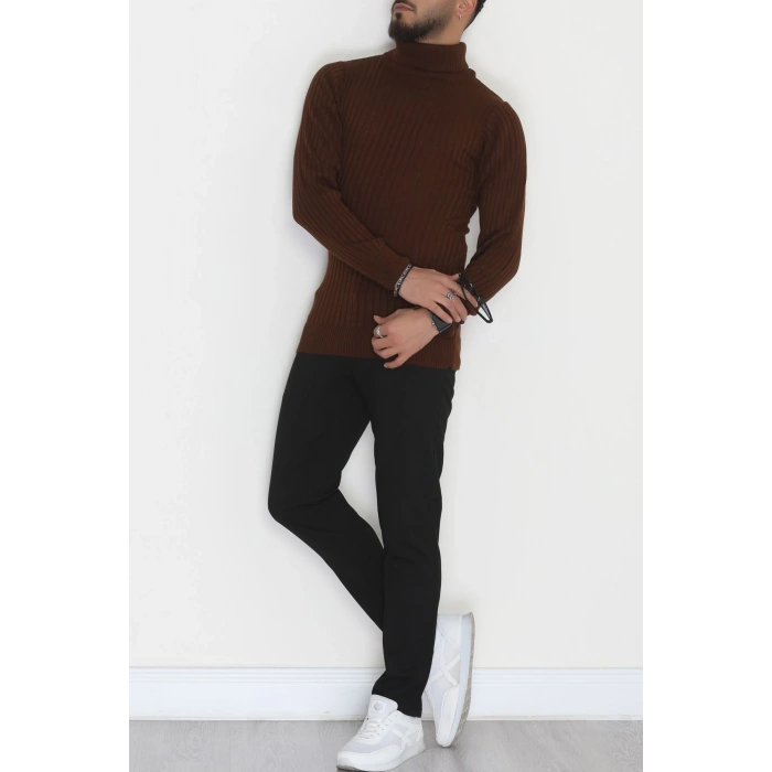 Balıkçı Yaka Erkek Triko Kahve - 70774.1766.