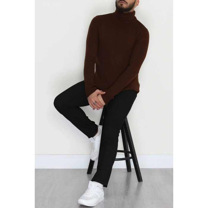 Balıkçı Yaka Erkek Triko Kahve - 70781.1766.