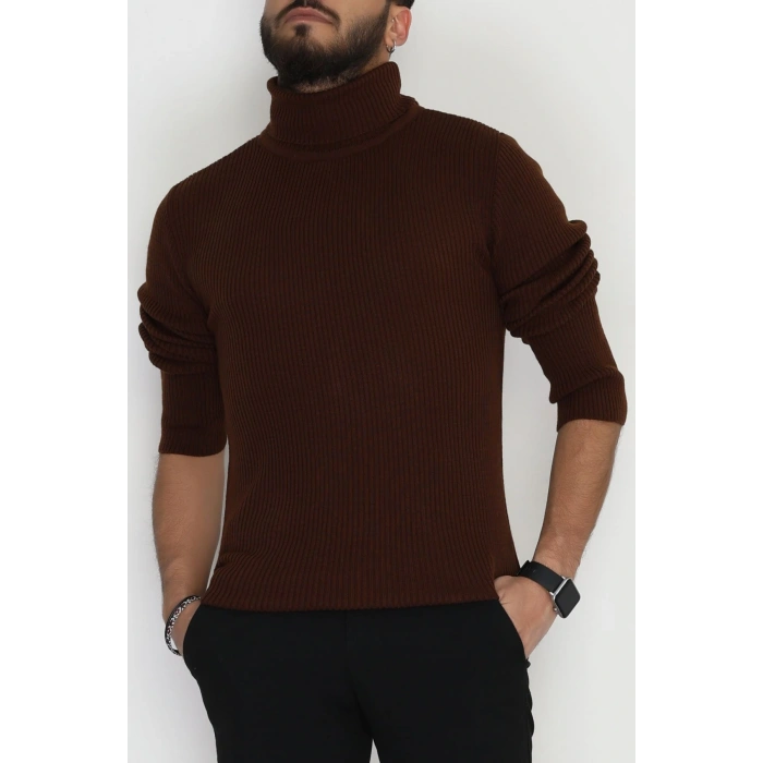 Balıkçı Yaka Erkek Triko Kahve - 70781.1766.