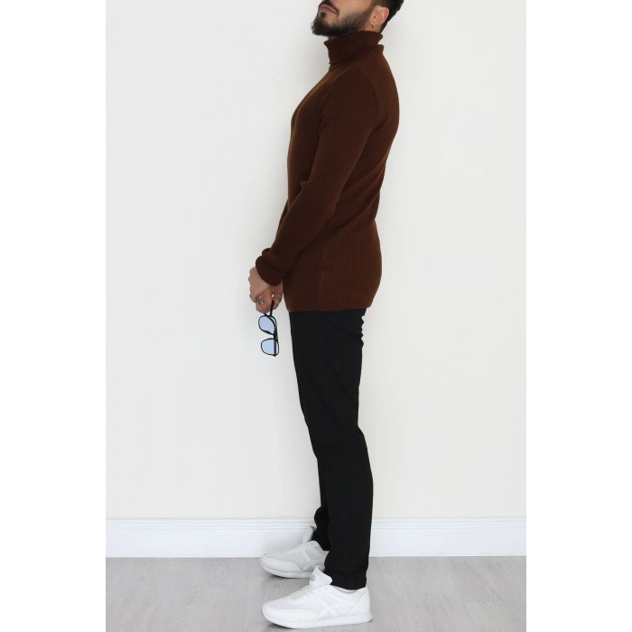 Balıkçı Yaka Erkek Triko Kahve - 70781.1766.