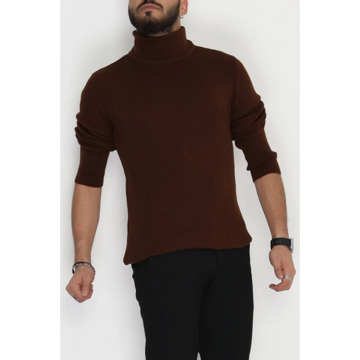 Balıkçı Yaka Erkek Triko Kahve - 70781.1766.