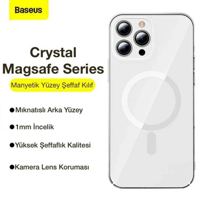 Baseus Crystal iPhone 12 Pro Max Kılıf Magsafe Uyumlu Manyetik Kılıf-(1903)