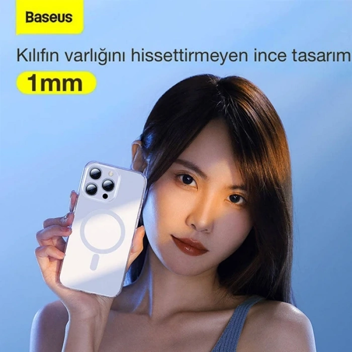 Baseus Crystal iPhone 12 Pro Max Kılıf Magsafe Uyumlu Manyetik Kılıf-(1903)